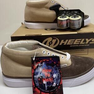 Men's 9 New With Tag-Box HEELYS Suede Brown Tan Dog #7502 Skate Shoes